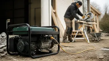 Åben generator leverer strøm til værktøj på en arbejdsplads